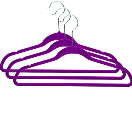 Conjunto Cabide de Veludo 3pcs Roxo - Wincy Menor preço em Conjunto Cabide de Veludo 3pcs Roxo - Wincy