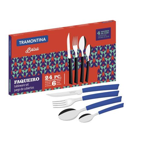 Conjunto Caixa de Talheres Inox 24 Pcs Brisa Azul Tramontina Menor preço em Conjunto Caixa de Talheres Inox 24 Pcs Brisa Azul Tramontina