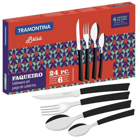 Conjunto Caixa de Talheres Inox 24 Pcs Brisa Cz Esc Tramontina Menor preço em Conjunto Caixa de Talheres Inox 24 Pcs Brisa Cz Esc Tramontina