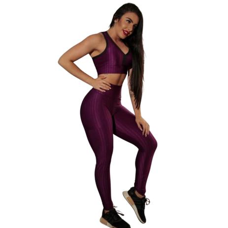 Conjunto Calça e Top Feminino Fitness 3D Poliamida Roxo - Machete Moda  Feminina - Conjunto de Roupa Fitness - Magazine Luiza