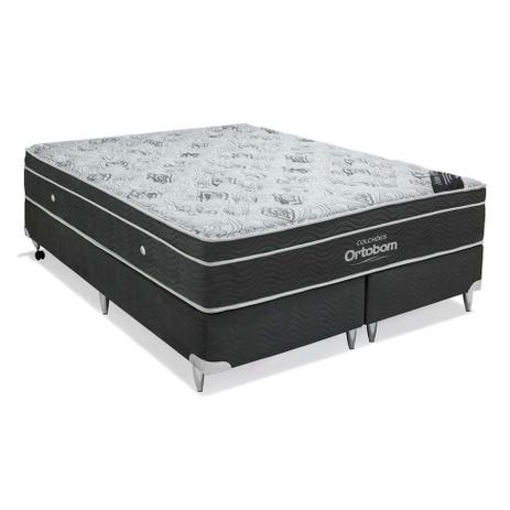 Conjunto Cama Box Camurça com Colchão Queen Molas Nanolastic Exclusive (30x158x198) Cinza - Ortobom Menor preço em Conjunto Cama Box Camurça com Colchão Queen Molas Nanolastic Exclusive (30x158x198) Cinza - Ortobom