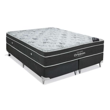 Conjunto Cama Box Camurça com Colchão Super King Molas Nanolastic Exclusive (30x193x203) Cinza - Ortobom Menor preço em Conjunto Cama Box Camurça com Colchão Super King Molas Nanolastic Exclusive (30x193x203) Cinza - Ortobom