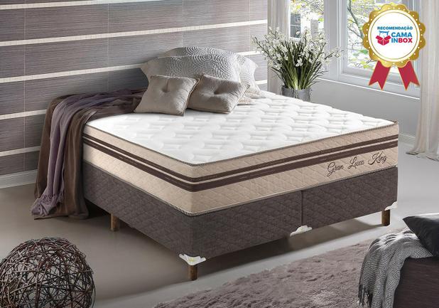 Conjunto Cama box (Colchão + Box) Molas Ensacadas Tamanho Viúva GRAN LUXO KING - Pilow top-in com espumas progressivas -128x188x67 - King Konfort Menor preço em Conjunto Cama box (Colchão + Box) Molas Ensacadas Tamanho Viúva GRAN LUXO KING - Pilow top-in com espumas progressivas -128x188x67 - King Konfort