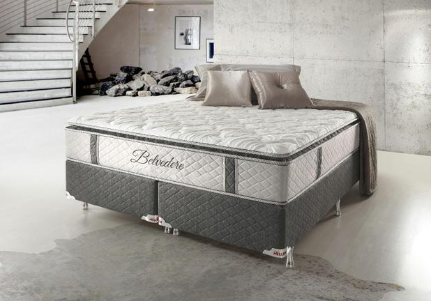 Conjunto Cama Box King Belvedere Molas Ensacadas 193x203x74 Colchão + Cama Box - Hellen colchões e estofados Menor preço em Conjunto Cama Box King Belvedere Molas Ensacadas 193x203x74 Colchão + Cama Box - Hellen colchões e estofados