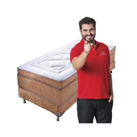 Conjunto Cama box Solteiro c/colchão Bellagio Avelã - Orthocrin Menor preço em Conjunto Cama box Solteiro c/colchão Bellagio Avelã - Orthocrin