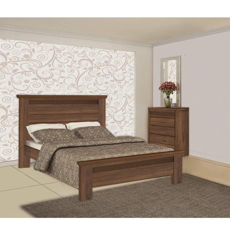 Conjunto Cama de Casal e Cômoda 5 Gavetas Móveis Bettio Garnet Menor preço em Conjunto Cama de Casal e Cômoda 5 Gavetas Móveis Bettio Garnet