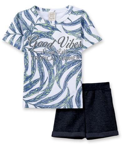 Conjunto camiseta com bermuda Pingo Lelê Folhagem Marinho Menor preço em Conjunto camiseta com bermuda Pingo Lelê Folhagem Marinho