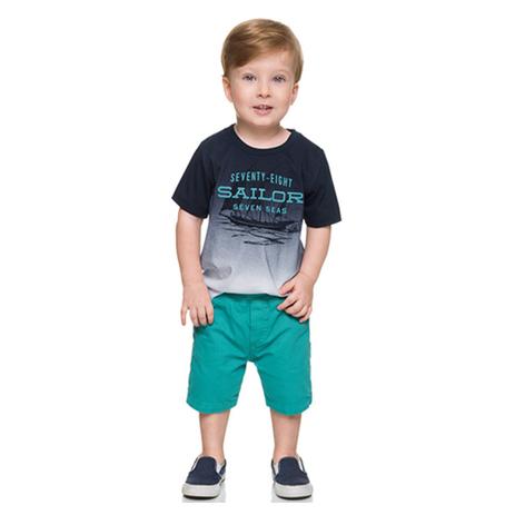 Conjunto Camiseta e Bermuda de Sarja 1 ao 3 - Milon Menor preço em Conjunto Camiseta e Bermuda de Sarja 1 ao 3 - Milon