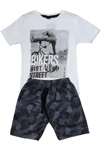 Conjunto Camiseta e Bermuda Moletom TMX Bike Branco Camuflado /Tamanho 8 Menor preço em Conjunto Camiseta e Bermuda Moletom TMX Bike Branco Camuflado /Tamanho 8