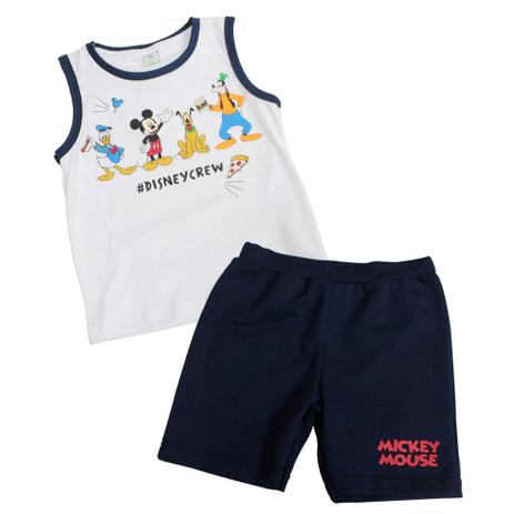 Conjunto Camiseta Machão e Bermuda Moletom - Mickey mouse - Disney Menor preço em Conjunto Camiseta Machão e Bermuda Moletom - Mickey mouse - Disney