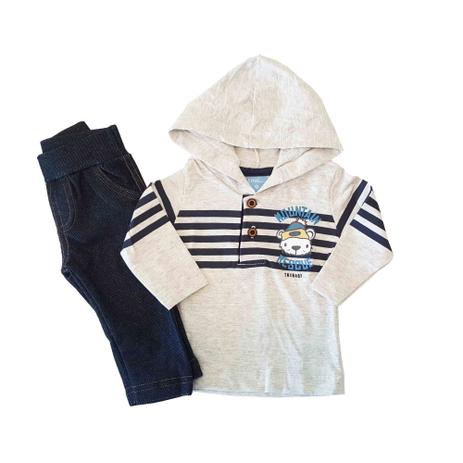 Conjunto Camiseta Meia Malha e Calça Cotton Jeans TMX Mescla / Tamanho P Menor preço em Conjunto Camiseta Meia Malha e Calça Cotton Jeans TMX Mescla / Tamanho P