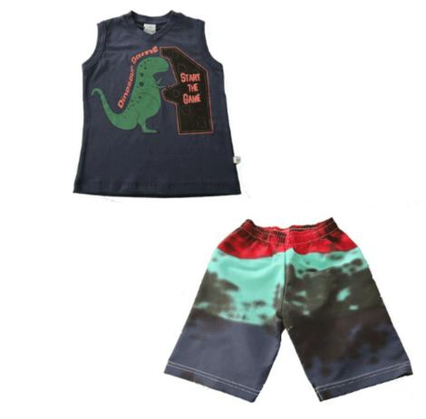 Conjunto Camiseta Regata e Bermuda - Marinho - Abrange Menor preço em Conjunto Camiseta Regata e Bermuda - Marinho - Abrange