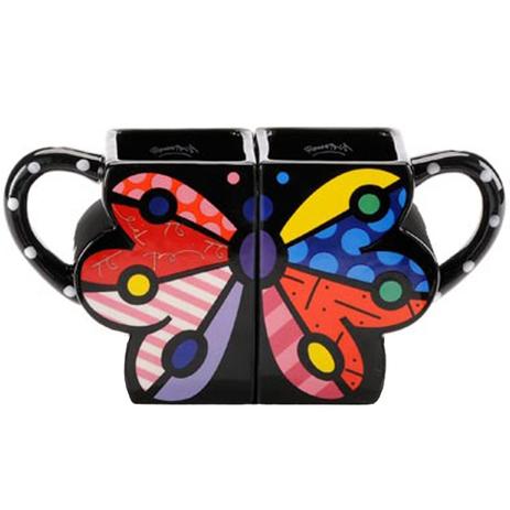 Conjunto Canecas Trevisan Concept Romero Britto Borboletas c/2 Cerâmica 12cmx11cmx7cm Menor preço em Conjunto Canecas Trevisan Concept Romero Britto Borboletas c/2 Cerâmica 12cmx11cmx7cm