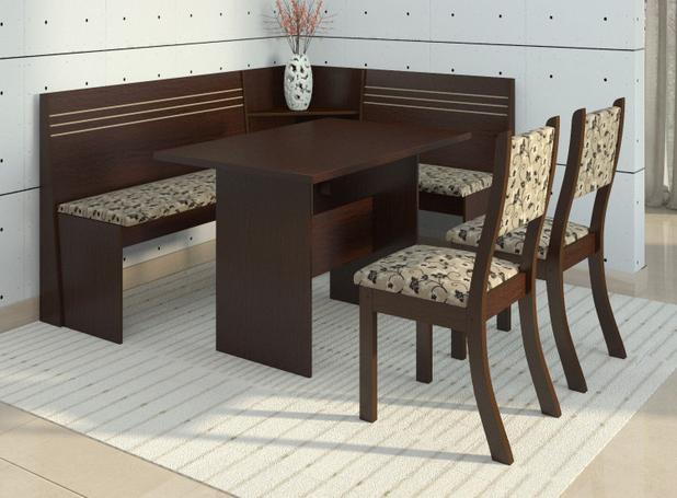 Conjunto Canto Alemão Mesa com 2 Cadeiras Scan Siena Móveis Choco/Trigo Menor preço em Conjunto Canto Alemão Mesa com 2 Cadeiras Scan Siena Móveis Choco/Trigo