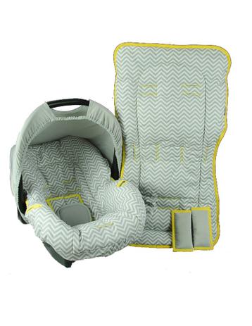 Conjunto Capa Para Bebê Conforto E Capa De Carrinho Chevron Cinza/ Amarelo - Alan pierre baby Menor preço em Conjunto Capa Para Bebê Conforto E Capa De Carrinho Chevron Cinza/ Amarelo - Alan pierre baby
