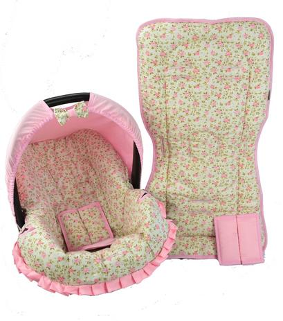 Conjunto Capa Para Bebê Conforto E Capa De Carrinho Floral Rosa com Bege - Alan pierre baby Menor preço em Conjunto Capa Para Bebê Conforto E Capa De Carrinho Floral Rosa com Bege - Alan pierre baby