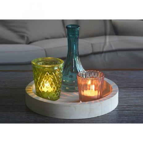 Conjunto Castiçal Vidro com Bandeja de Madeira Round Cute Glass 4 Peças Urban Colorido Menor preço em Conjunto Castiçal Vidro com Bandeja de Madeira Round Cute Glass 4 Peças Urban Colorido