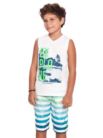 Conjunto Charpey 2 peças Regata e Bermuda Explore Branco Menor preço em Conjunto Charpey 2 peças Regata e Bermuda Explore Branco