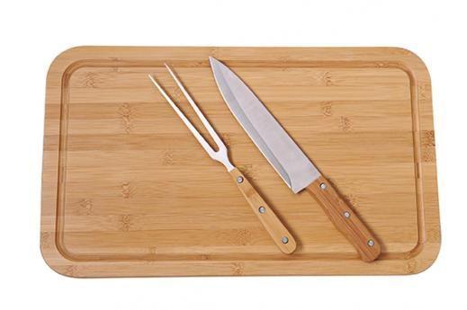 Conjunto Churrasco Bamboo Tábua Retangular - Mor Menor preço em Conjunto Churrasco Bamboo Tábua Retangular - Mor