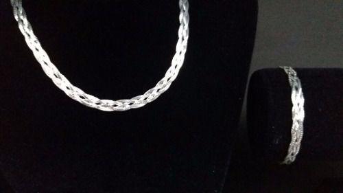 Conjunto Colar + Pulseira Feminina Prata 925 4 Fios Trançado - Total pratas Menor preço em Conjunto Colar + Pulseira Feminina Prata 925 4 Fios Trançado - Total pratas