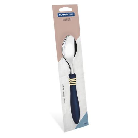 Conjunto Colher Mesa Inox 2 Peças CorC Azul - Tramontina Menor preço em Conjunto Colher Mesa Inox 2 Peças CorC Azul - Tramontina