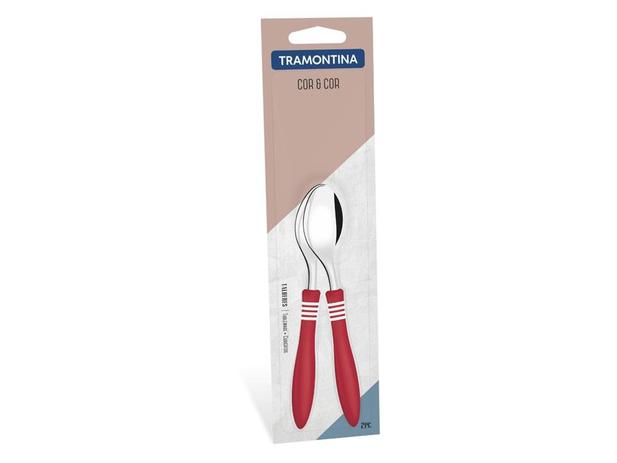 Conjunto colheres cha 2 pc cor e cor vermelho laminas de aco inox e cabos de polipro tramontina Menor preço em Conjunto colheres cha 2 pc cor e cor vermelho laminas de aco inox e cabos de polipro tramontina