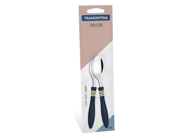 Conjunto colheres cha 2 peças cor e cor azul laminas de aco inox e cabos de polipropileno tramontina Menor preço em Conjunto colheres cha 2 peças cor e cor azul laminas de aco inox e cabos de polipropileno tramontina
