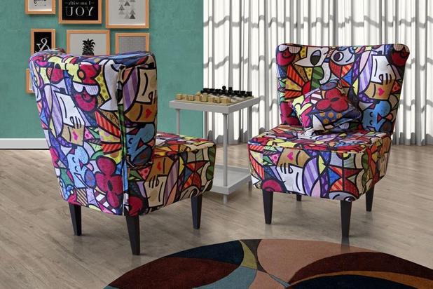 Conjunto com 02 Poltronas Decorativa com almofada Norma - Matrix Menor preço em Conjunto com 02 Poltronas Decorativa com almofada Norma - Matrix