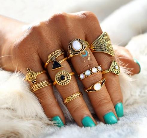 Conjunto com 10 anéis dourado ou prata - opções de cores - lançamento - Lifimultprodutos Menor preço em Conjunto com 10 anéis dourado ou prata - opções de cores - lançamento - Lifimultprodutos