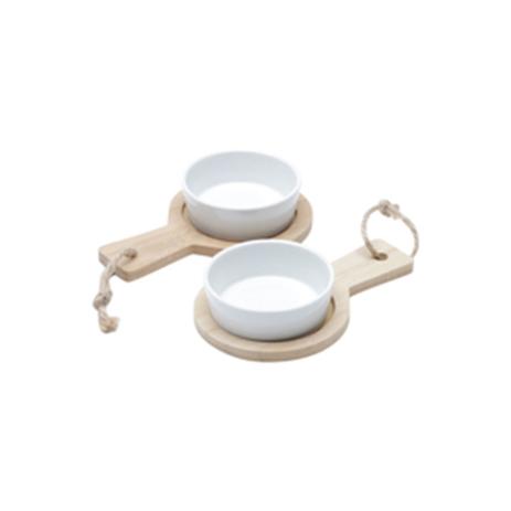 Conjunto com 2 Bandejas de Bambu C/2 Molheiras de Cerâmica - Lyor Menor preço em Conjunto com 2 Bandejas de Bambu C/2 Molheiras de Cerâmica - Lyor