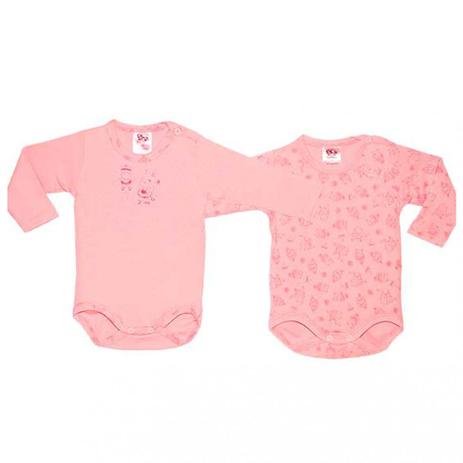 Conjunto com 2 Bodies Manga Longa em Suedine - Bailarinas - Rosa - BB2 Menor preço em Conjunto com 2 Bodies Manga Longa em Suedine - Bailarinas - Rosa - BB2