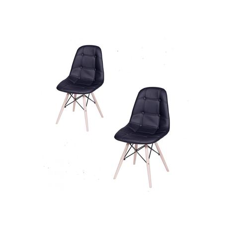 Menor preço em Conjunto com 2 Cadeiras Dkr Botonê Base Eiffel Madeira Preta - Inovakasa