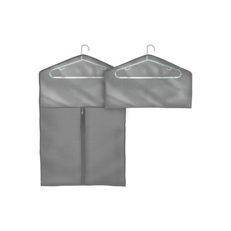 Conjunto com 2 Capas para Roupas Pequeno E Médio 1x55x90cm Cinza - Boxgraphia Menor preço em Conjunto com 2 Capas para Roupas Pequeno E Médio 1x55x90cm Cinza - Boxgraphia