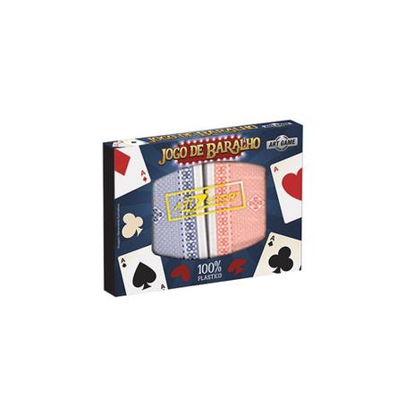 Conjunto com 2 Jogo de baralho Plastico 54 cartas - Art game Menor preço em Conjunto com 2 Jogo de baralho Plastico 54 cartas - Art game