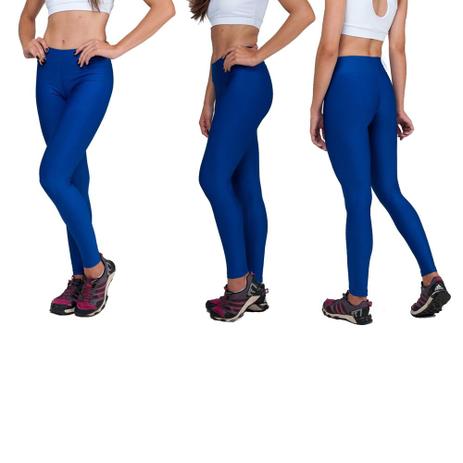 Conjunto com 3 Calças Legging Fitnes Suplex Lisa Cintura Alta Azul - Della fitness Menor preço em Conjunto com 3 Calças Legging Fitnes Suplex Lisa Cintura Alta Azul - Della fitness
