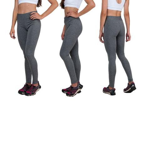 Conjunto com 3 Calças Legging Fitnes Suplex Lisa Cintura Alta Cinza - Della fitness Menor preço em Conjunto com 3 Calças Legging Fitnes Suplex Lisa Cintura Alta Cinza - Della fitness