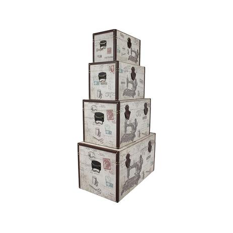 Conjunto com 4 Baús Máquina de Costura - Goods br Menor preço em Conjunto com 4 Baús Máquina de Costura - Goods br