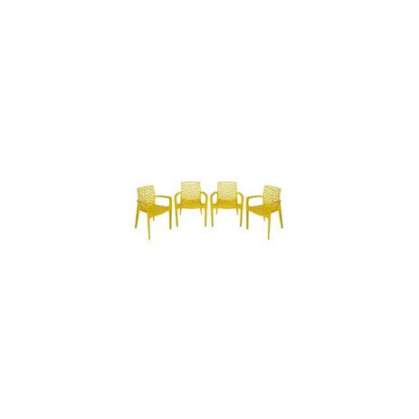 Conjunto Com 4 Cadeira Com Braço Gruvyer Italiana Amarela - Inovakasa Menor preço em Conjunto Com 4 Cadeira Com Braço Gruvyer Italiana Amarela - Inovakasa