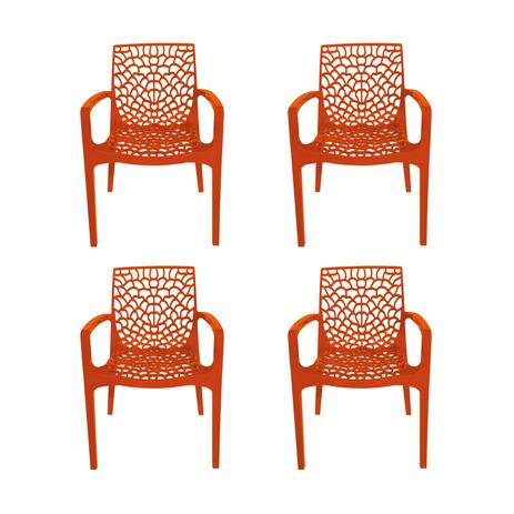 Conjunto Com 4 Cadeira Com Braço Gruvyer Italiana Laranja - Inovakasa Menor preço em Conjunto Com 4 Cadeira Com Braço Gruvyer Italiana Laranja - Inovakasa