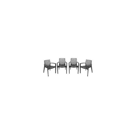 Conjunto Com 4 Cadeira Com Braço Gruvyer Italiana Preta - Inovakasa Menor preço em Conjunto Com 4 Cadeira Com Braço Gruvyer Italiana Preta - Inovakasa