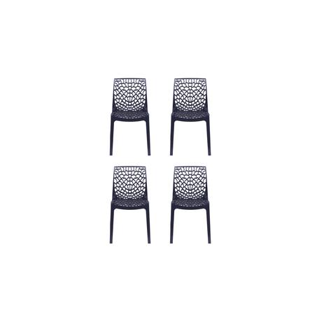 Conjunto Com 4 Cadeiras Gruvyer Italiana Preta - Inovakasa Menor preço em Conjunto Com 4 Cadeiras Gruvyer Italiana Preta - Inovakasa