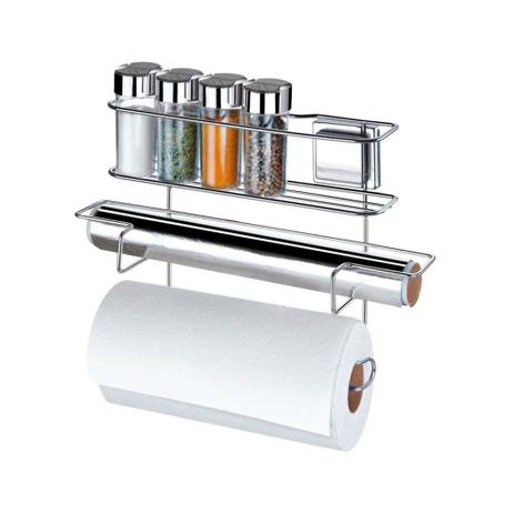 Conjunto com 4 porta condimentos e 2 rolos com ventosas aço cromado Arthi Menor preço em Conjunto com 4 porta condimentos e 2 rolos com ventosas aço cromado Arthi