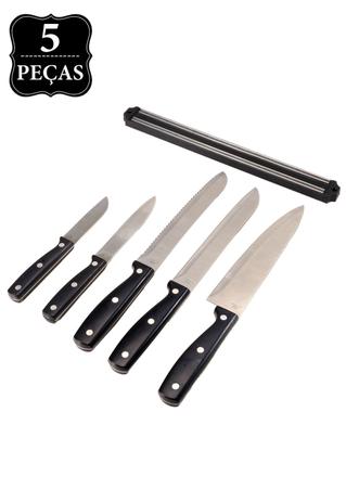 Conjunto com 5 Facas em Aço Inox + Suporte Barra Magnética - Gala Menor preço em Conjunto com 5 Facas em Aço Inox + Suporte Barra Magnética - Gala