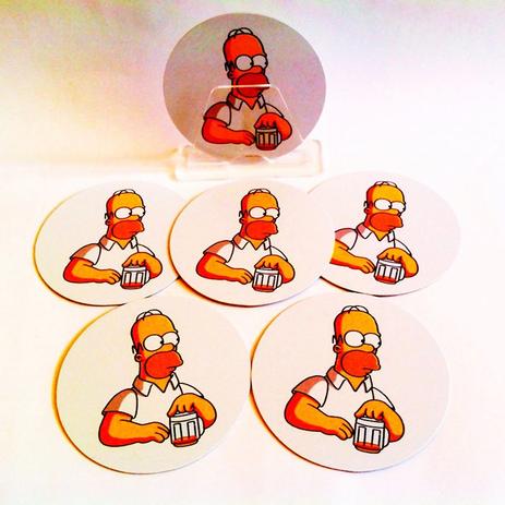 Conjunto com 6 Porta Copos Redondos Simpsons Homer Beer - All classics Menor preço em Conjunto com 6 Porta Copos Redondos Simpsons Homer Beer - All classics
