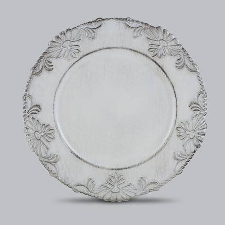 Conjunto com 6 Sousplats de Plástico Branco Flowers Bon Gourmet - Rojemac Menor preço em Conjunto com 6 Sousplats de Plástico Branco Flowers Bon Gourmet - Rojemac