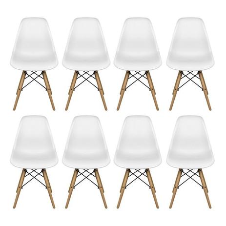 Conjunto Com 8 Cadeiras Dkr Eames Polipropileno Base Eiffel Madeira Branca Inovakasa Menor preço em Conjunto Com 8 Cadeiras Dkr Eames Polipropileno Base Eiffel Madeira Branca Inovakasa