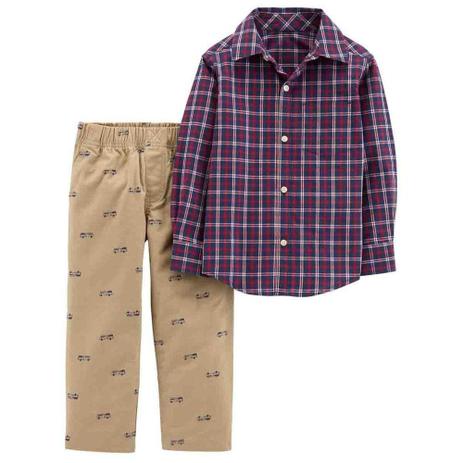 Conjunto com camisa xadrez da Carters Menor preço em Conjunto com camisa xadrez da Carters