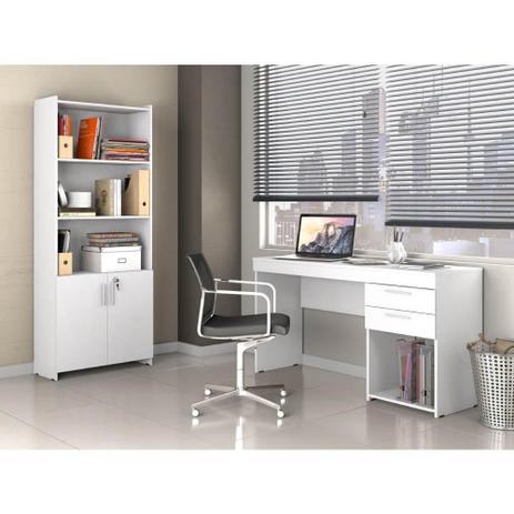 Conjunto Completo de Escritório Office Escrivaninha Branco e Armário Multi-uso - Notável Menor preço em Conjunto Completo de Escritório Office Escrivaninha Branco e Armário Multi-uso - Notável
