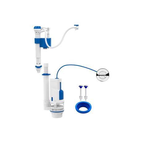 Conjunto Completo para Caixa Acoplada com Duplo Acionamento Cromado - Blukit Menor preço em Conjunto Completo para Caixa Acoplada com Duplo Acionamento Cromado - Blukit