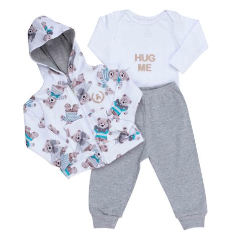 Conjunto Coquelicot 3 peças Body, Casaco, Calça Hug Me Ursinho Azul Menor preço em Conjunto Coquelicot 3 peças Body, Casaco, Calça Hug Me Ursinho Azul